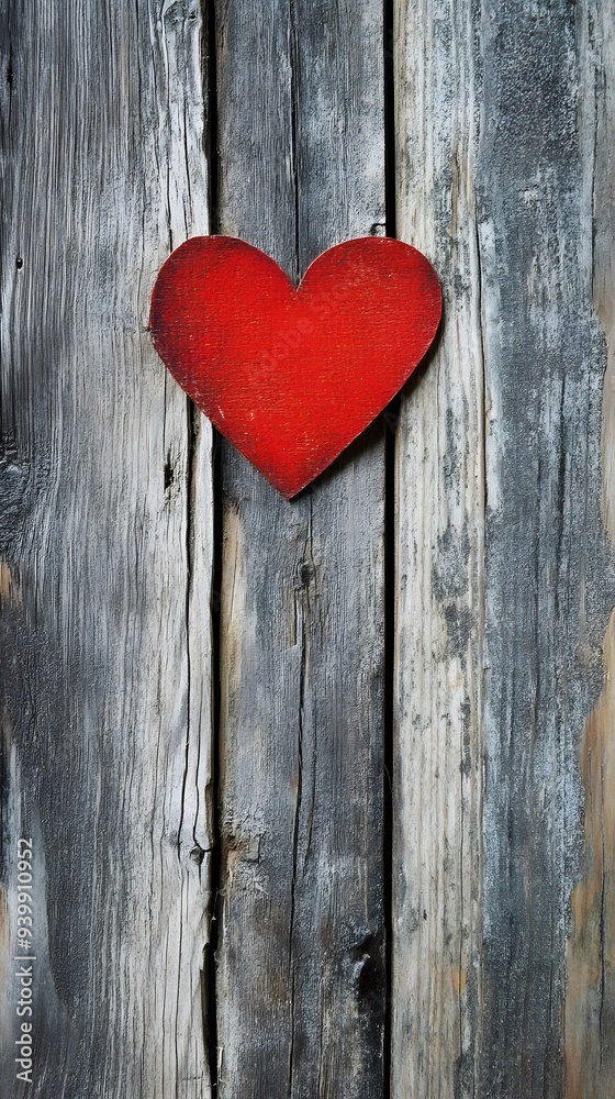 A red heart on an old wooden background symbolizes love and affection for a Valentine's Day celebration A red heart on an old wooden background symbolizes love and affection for a Valentine's Day celebration