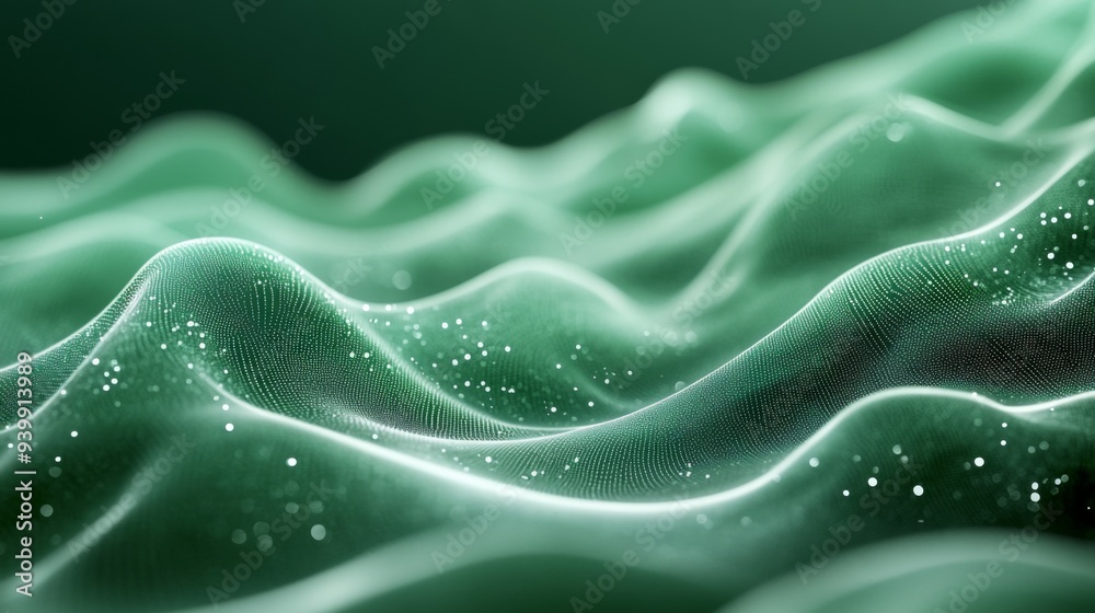 Abstract Green Waves with Sparkles Abstract Green Waves with Sparkles