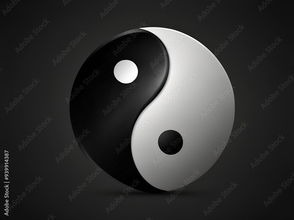 Yin and Yang symbol, black and white, balanced harmony Yin and Yang symbol, black and white, balanced harmony