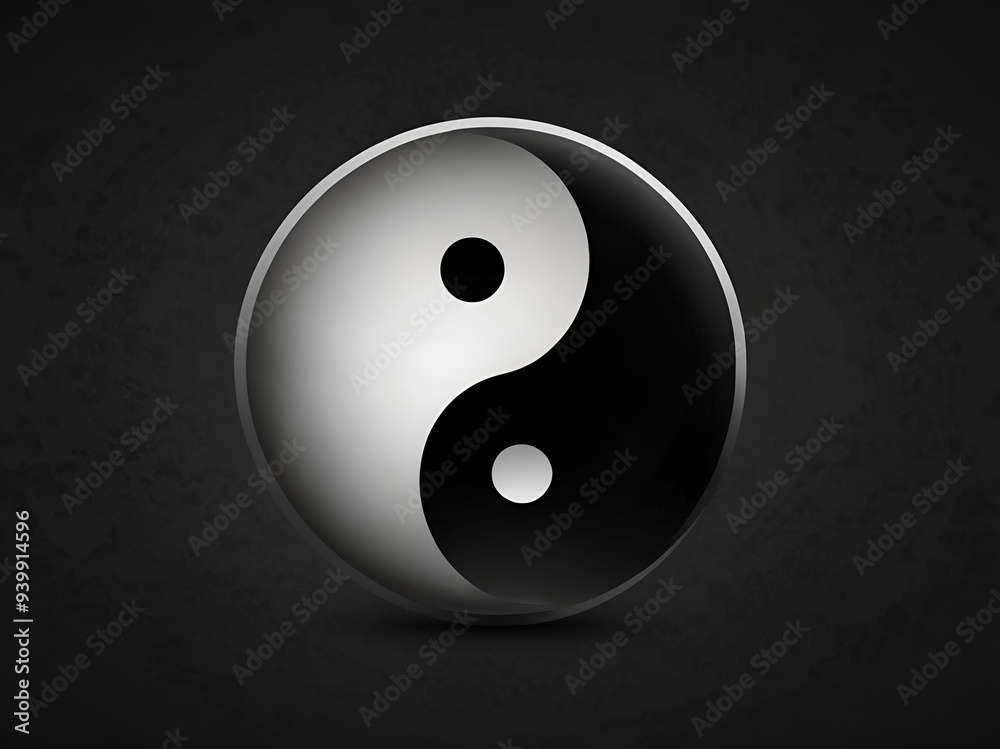 Yin and Yang symbol, black and white, balanced harmony Yin and Yang symbol, black and white, balanced harmony