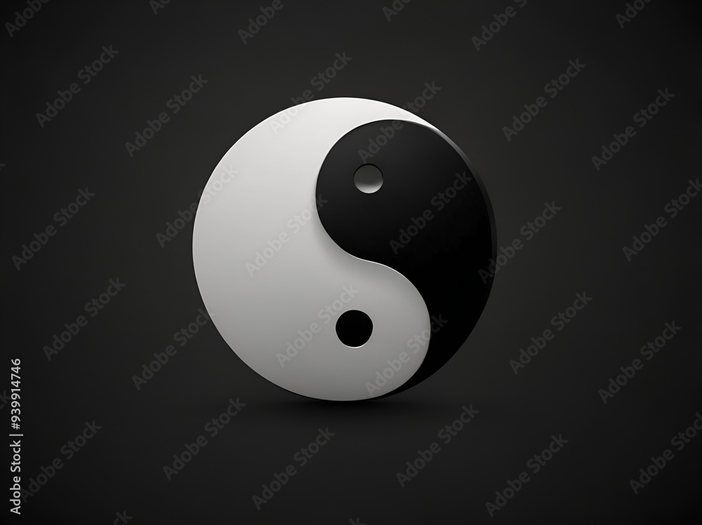 Yin and Yang symbol, black and white, balanced harmony Yin and Yang symbol, black and white, balanced harmony