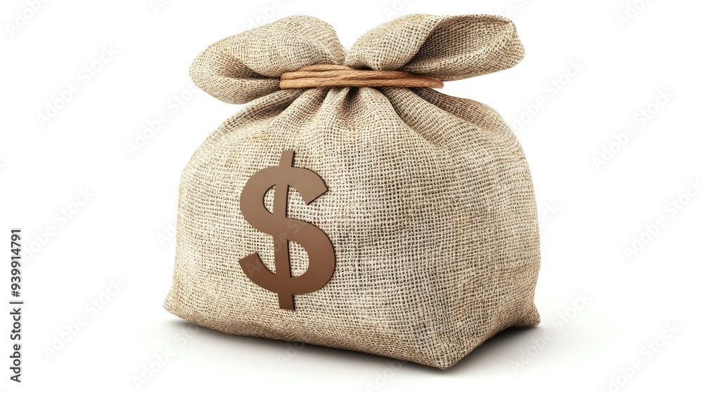 Money bag with dollar sign, concept of wealth and financial success, isolated on white Money bag with dollar sign, concept of wealth and financial success, isolated on white