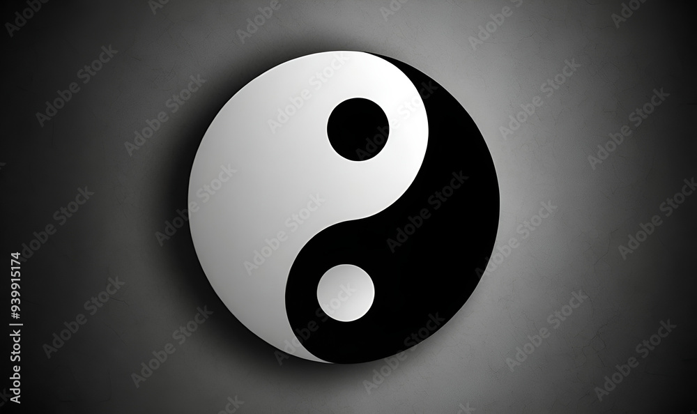 Yin and Yang symbol, black and white, balanced harmony Yin and Yang symbol, black and white, balanced harmony