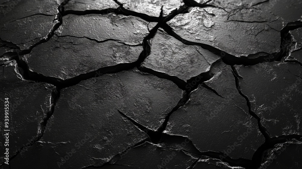 Cracked black surface background Cracked black surface background