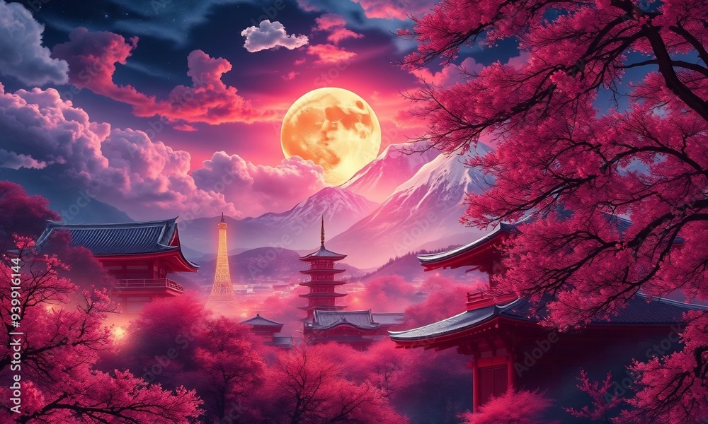 Fototapeta premium Japan background digital art