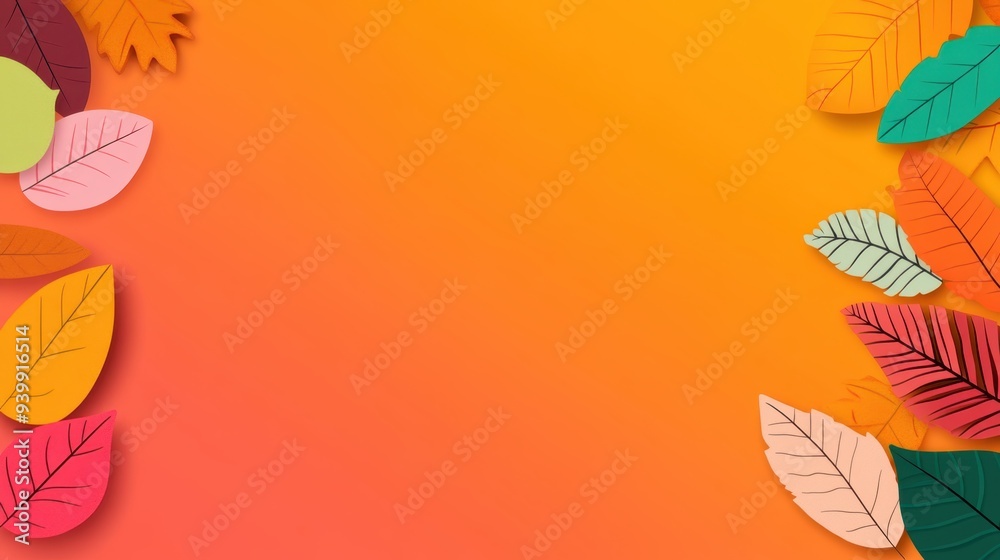 Serene Autumn Vibes - Pastel Flat Design Illustration with Blank Space for Text, Scattered Leaves, Seasonal Concept Serene Autumn Vibes - Pastel Flat Design Illustration with Blank Space for Text, Scattered Leaves, Seasonal Concept