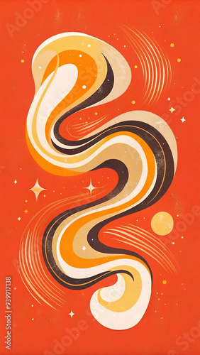 abstract swirling watercolor flow art background in light orange and cream white with gold