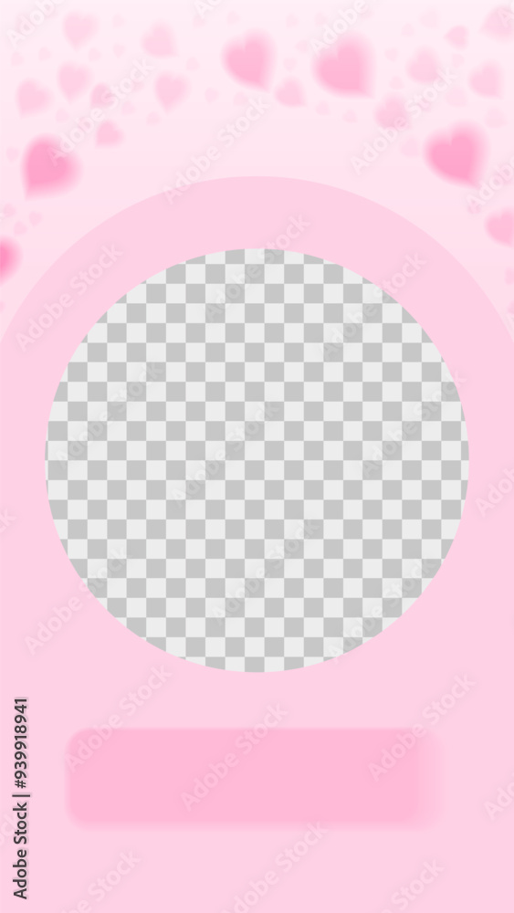 Heart trail valentines day story template. Rose petals heart frame isolated on pink background. Stock vector illustration isolated on white background. Heart trail valentines day story template. Rose petals heart frame isolated on pink background. Stock vector illustration isolated on white background.