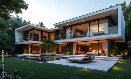 Wallpaper Mural Design house modern villa with open plan living and private bedroom wing large terrace with privacy Torontodigital.ca