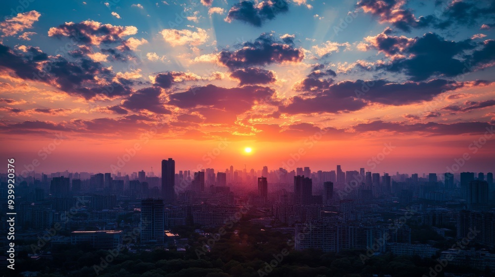 Fototapeta premium City Skyline at Sunset