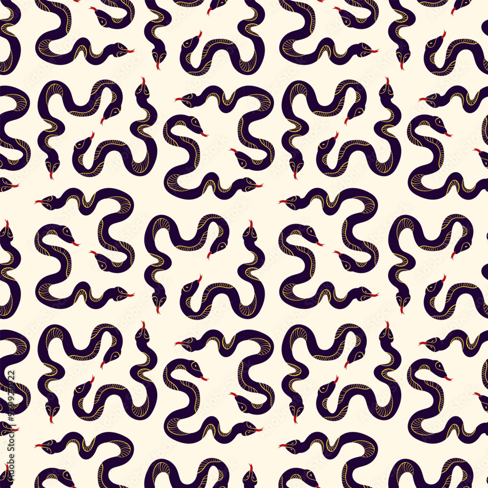 Pattern with Magic Mystical snakes. Freaky quirky snakes Pattern with Magic Mystical snakes. Freaky quirky snakes