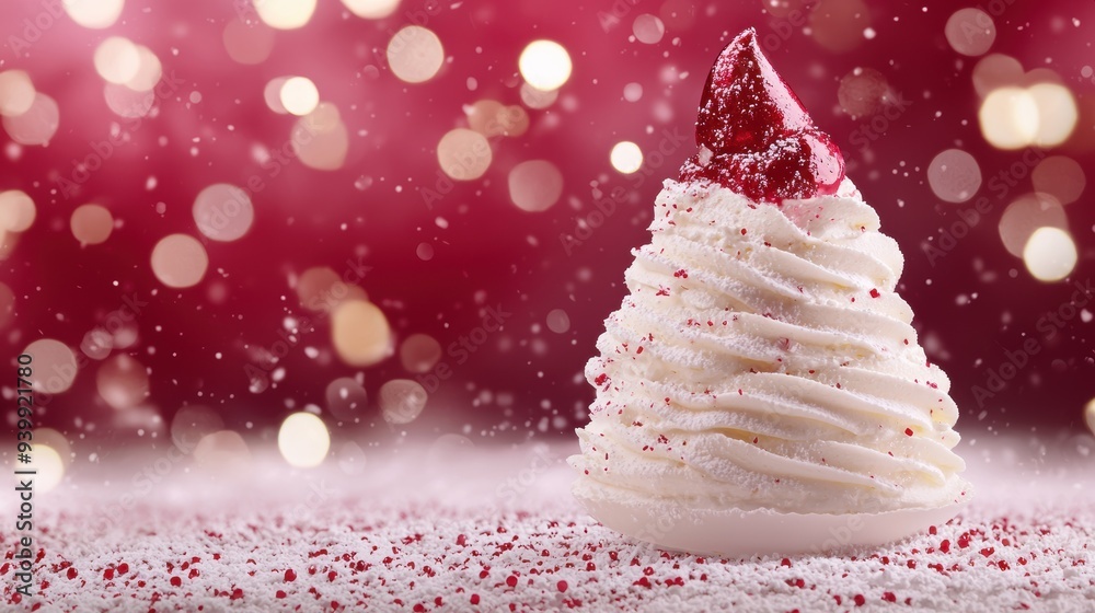 festive holiday dessert with creamy swirl and red topping festive holiday dessert with creamy swirl and red topping