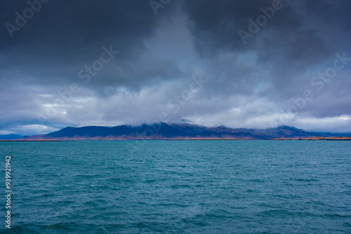 Mountain over the ocean in Reykjavik,  Iceland