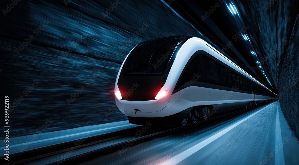 Obraz premium high-speed train speeding through tunnel