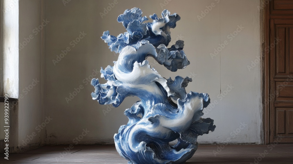 Intricate Blue and White Porcelain Sculpture