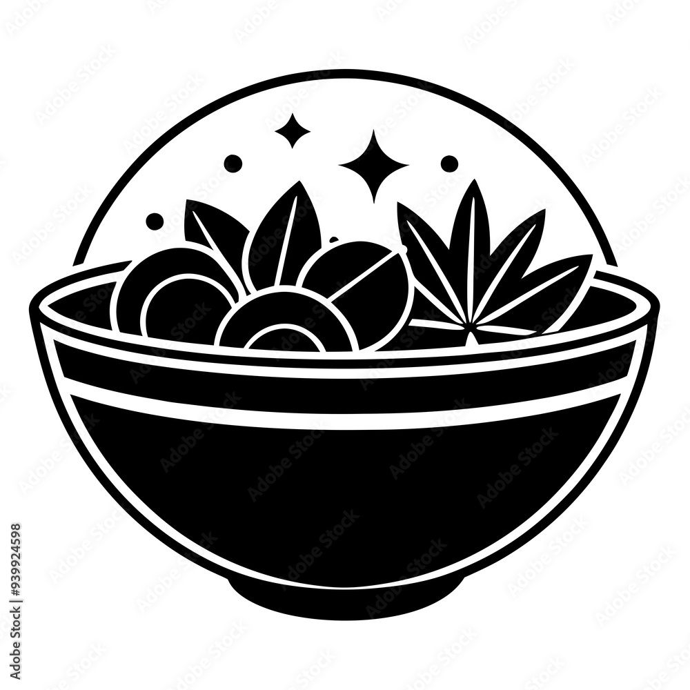 Trendy minimalist icon of salad bowl for healthy eating Trendy minimalist icon of salad bowl for healthy eating