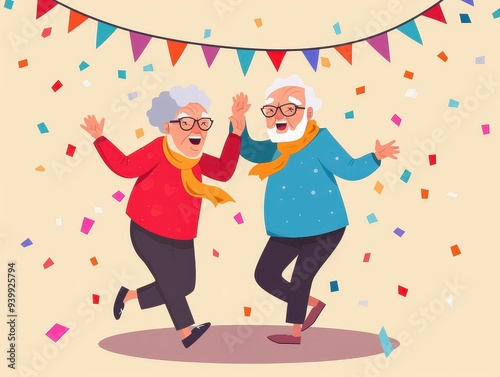 Jubilant Seniors Dancing at Community Event