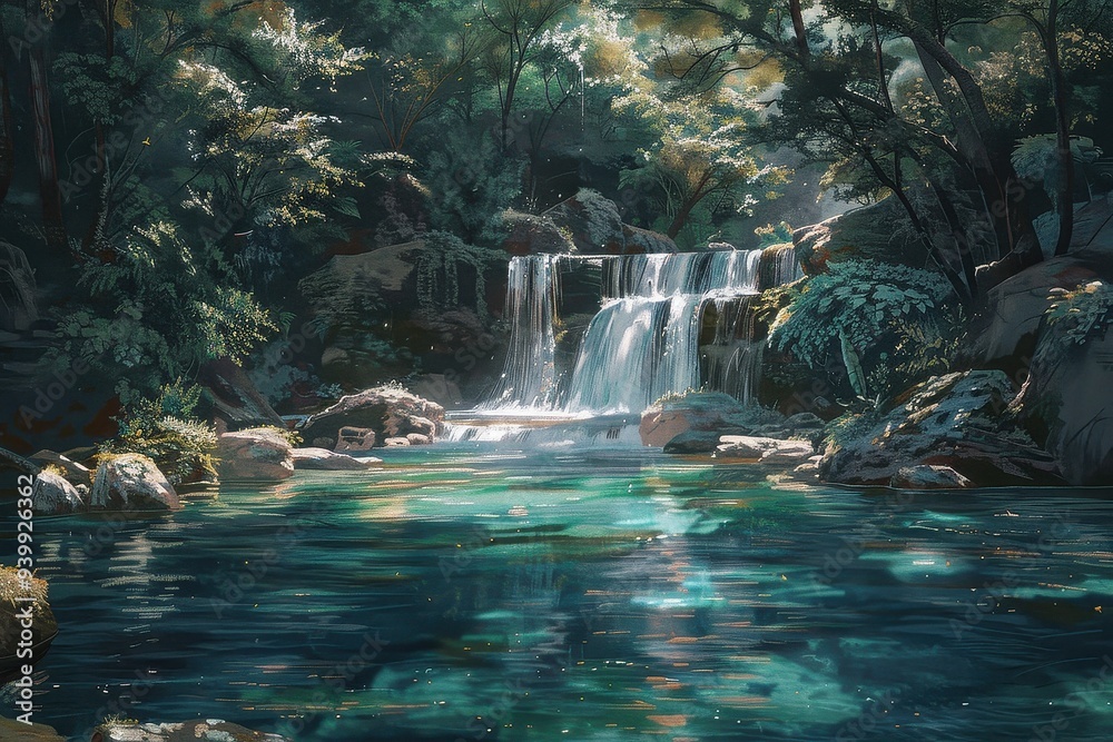 Tranquil Waterfall in Forest Haven Tranquil Waterfall in Forest Haven