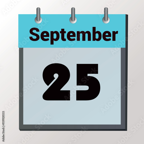 vector calendar page with date September 25, light colors