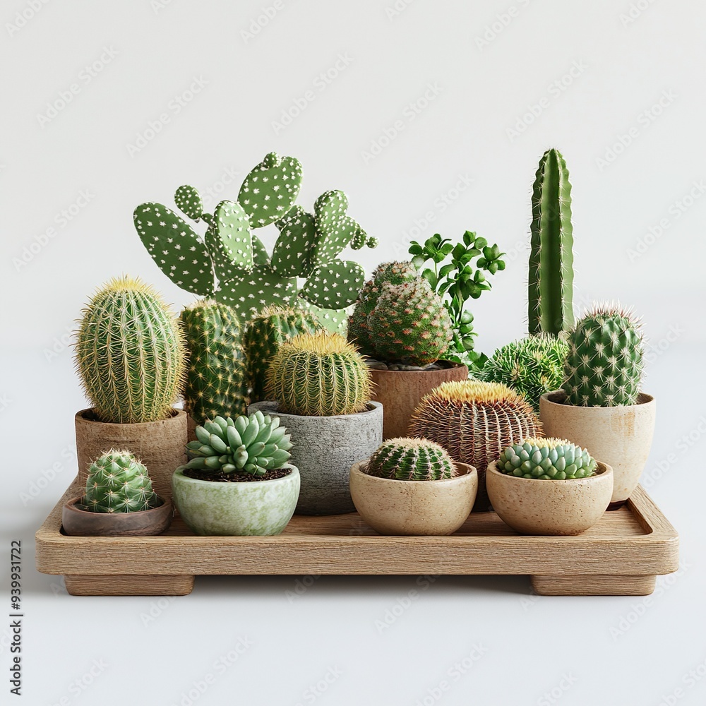A striking thorny cactus in an earthy brown pot, adding character to any space picture A striking thorny cactus in an earthy brown pot, adding character to any space picture