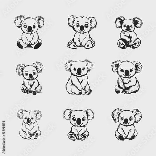 Baby Koala SVG Vector Bundle, Animal SVG