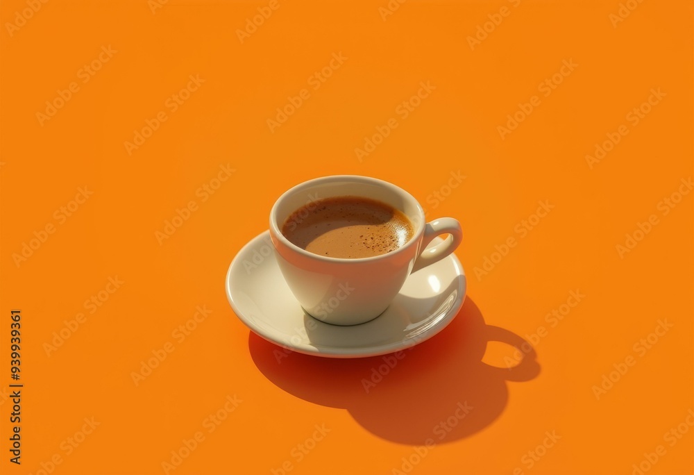 Demitasse Coffee Cup on Vibrant Orange Background Demitasse Coffee Cup on Vibrant Orange Background