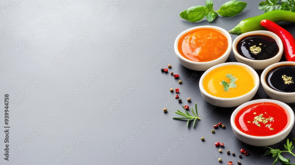 Flavorful Sauce Splash: Global Culinary Fusion with Ingredients like Tomatoes, Peppers, and Herbs Flavorful Sauce Splash: Global Culinary Fusion with Ingredients like Tomatoes, Peppers, and Herbs