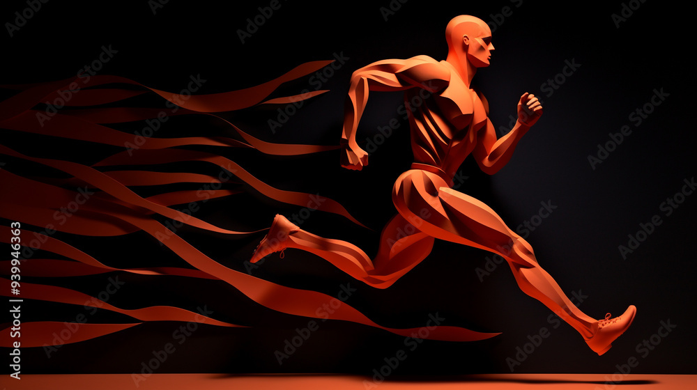 Obraz premium running man made of paper