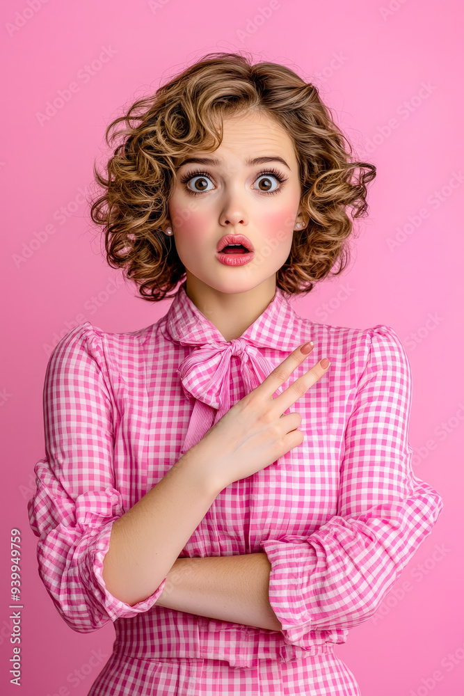 Expression of Amazement A Young Woman with Curly Hair Displays a Look of Surprise and Astonishment Capturing the Moment of Unexpected Realization or Excitement Expression of Amazement A Young Woman with Curly Hair Displays a Look of Surprise and Astonishment Capturing the Moment of Unexpected Realization or Excitement