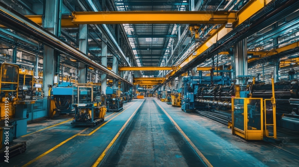Heavy machinery operating in a manufacturing plant, industrial equipment, production process Heavy machinery operating in a manufacturing plant, industrial equipment, production process