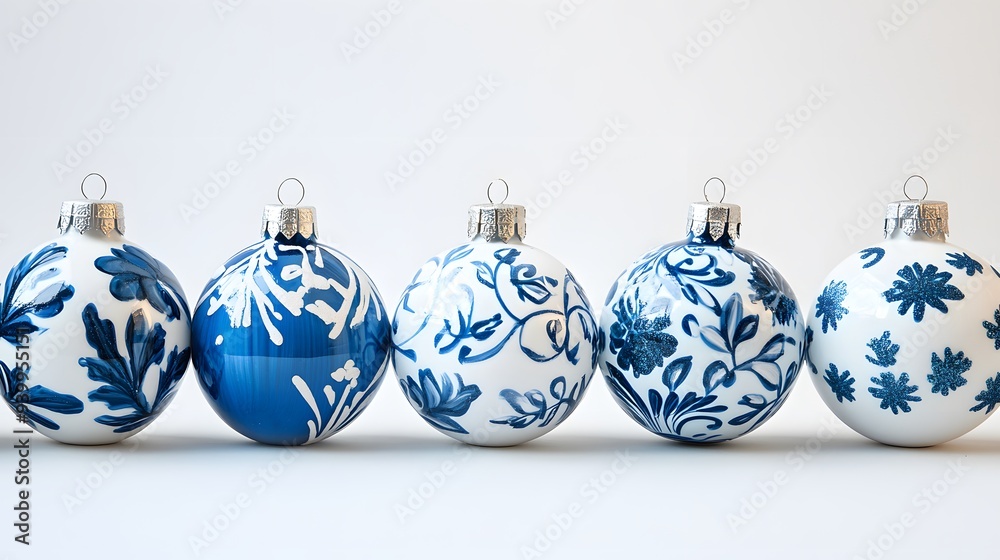 Festive Blue and White Christmas Ornaments Festive Blue and White Christmas Ornaments