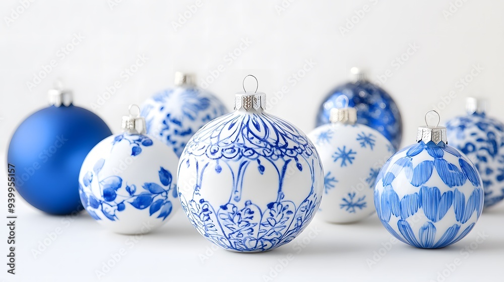 Festive Blue and White Christmas Ornaments Festive Blue and White Christmas Ornaments