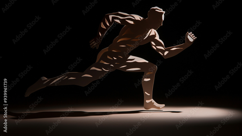 Obraz premium running man made of paper
