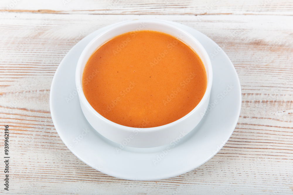Turkish cuisine Tomato Soup. Delicious looking tomato soup. Turkish name; Domates corbasi Turkish cuisine Tomato Soup. Delicious looking tomato soup. Turkish name; Domates corbasi