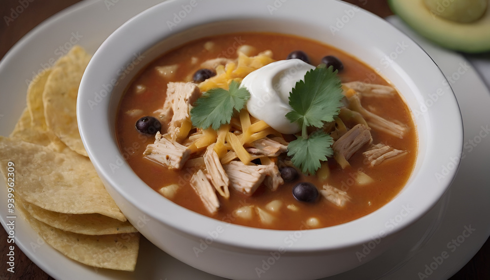 chicken tortilla soup in a bowl chicken tortilla soup in a bowl
