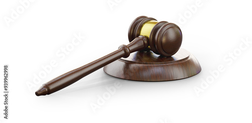 Wooden Gavel Isolated. Transparent PNG. photo