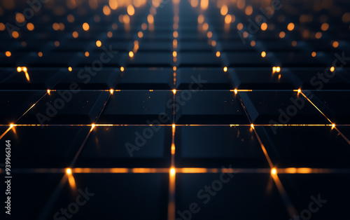 Abstract technology background with glowing lines and grid pattern, perfect for modern and digital concept designs. photo