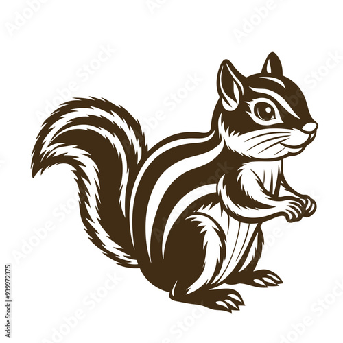 Adorable Chipmunk Silhouette Vector Clipart, Squirrel Icon, Rodent Illustration, Woodland Animal Graphic, Nature Wildlife, Black and White Animal Design, Forest Critter, Nature Art, Wildlife Vector