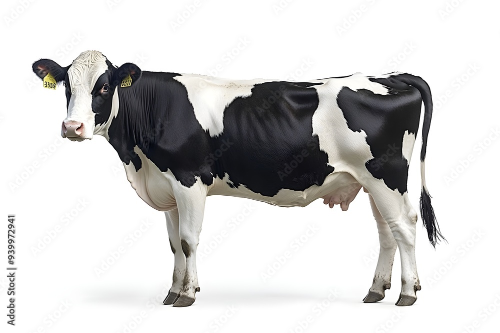 Black and White Cow Isolated on White Background. Black and White Cow Isolated on White Background.