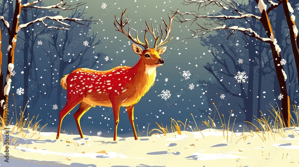 Deer in a Winter Wonderland Deer in a Winter Wonderland