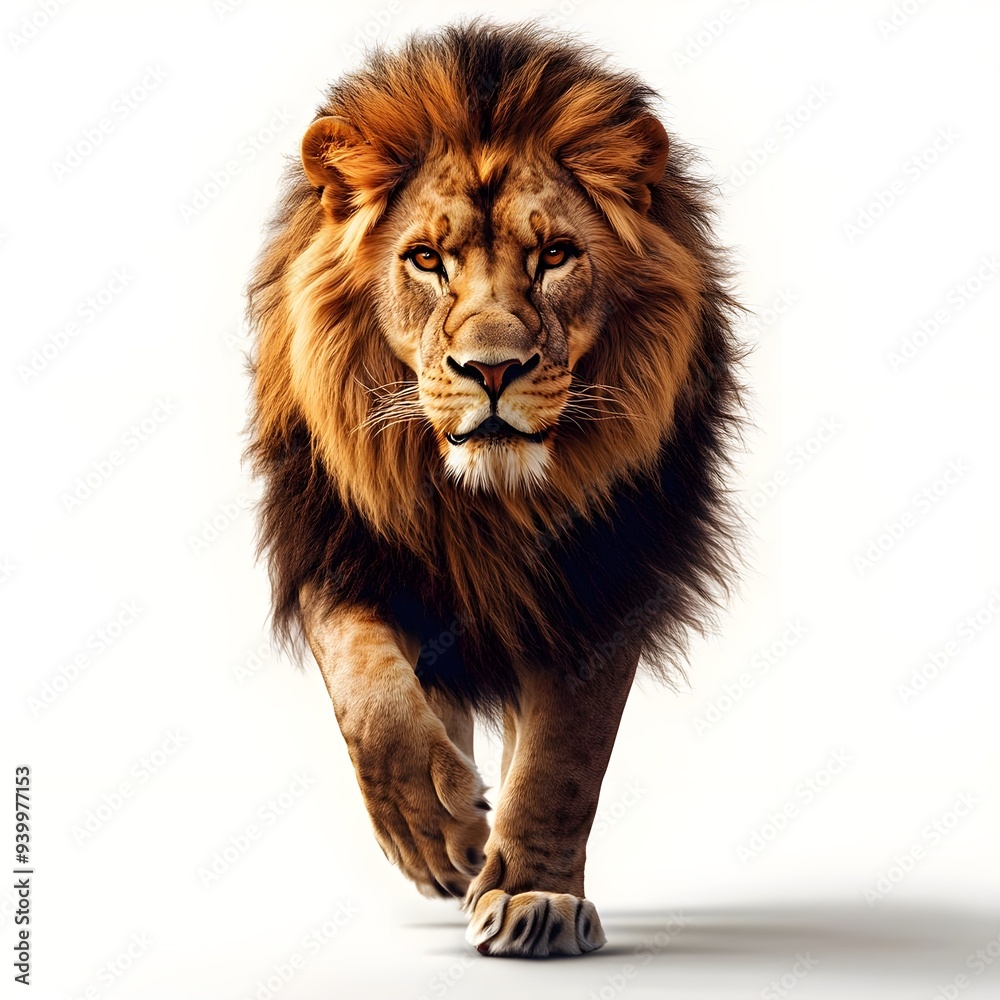 Majestic Lion Walking Towards the Camera. Majestic Lion Walking Towards the Camera.