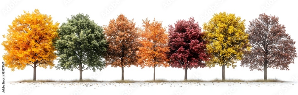 Naklejka premium Row of Autumn Trees.