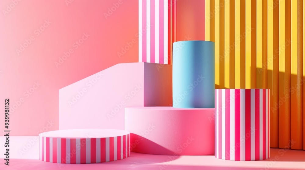 set of colorful geometric shapes featuring stripe set of colorful geometric shapes featuring stripe
