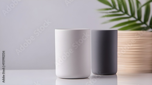 Wallpaper Mural Minimalist ceramic brush holder, sleek cylindrical design, matte finish, suitable for contemporary decor, emphasizing simplicity and elegance Torontodigital.ca