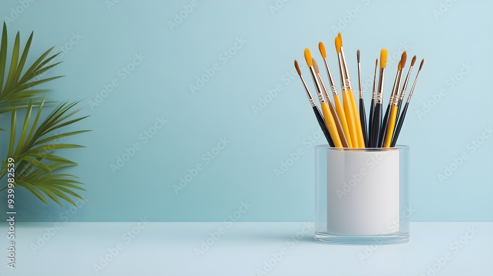 Modern acrylic brush holder with sleek, transparent compartments, arranged in a compact, space-efficient layout, minimalist and stylish for professional settings Modern acrylic brush holder with sleek, transparent compartments, arranged in a compact, space-efficient layout, minimalist and stylish for professional settings