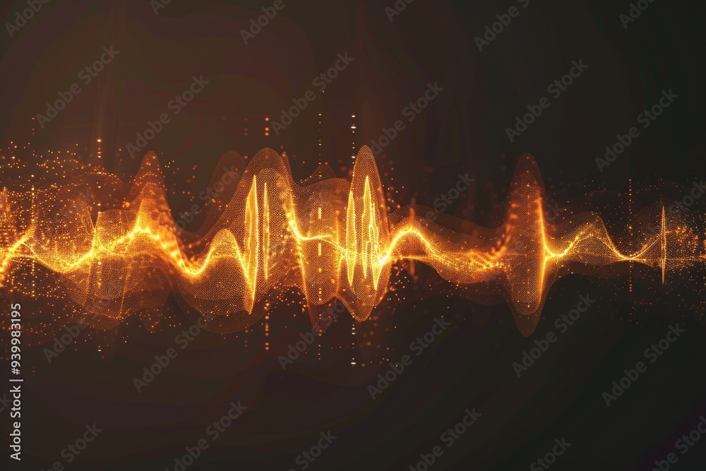 A waveform illustration on a dark background, ideal for use in music or audio-related contexts A waveform illustration on a dark background, ideal for use in music or audio-related contexts