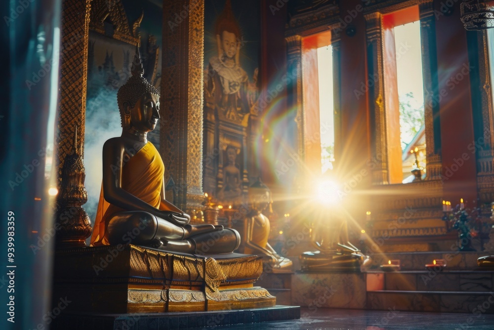 A person sitting in a room with calm expression A person sitting in a room with calm expression