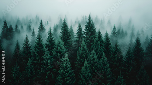 Aerial View Forest The Fog