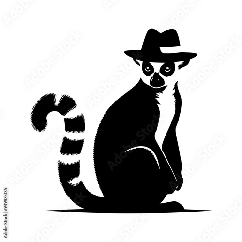 Lemur silhouette, vector black color silhouette 1