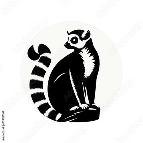 Lemur silhouette, vector black color silhouette 1